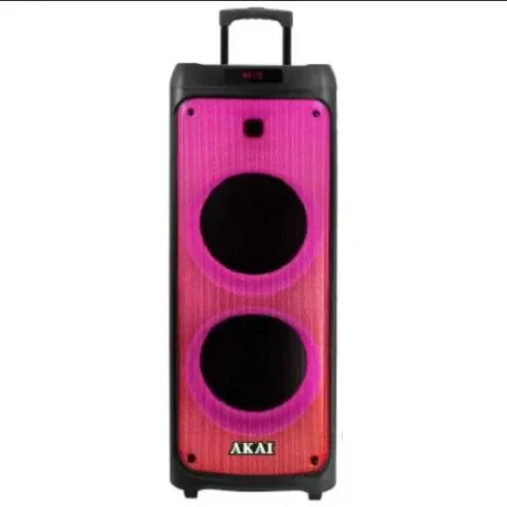 Boxa portabila AKAI, tip troller, 100 W RMS, Bluetooth 5.0, joc lumini, USB, microfon, telecomanda, negru, &quot;PARTY SPEAKER 1010&quot; (timbru verde 40 lei)