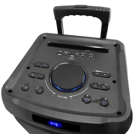 Boxa portabila AKAI, tip troller, 100 W RMS, Bluetooth 5.0, joc lumini, USB, microfon, telecomanda, negru, &quot;PARTY SPEAKER 1010&quot; (timbru verde 40 lei)