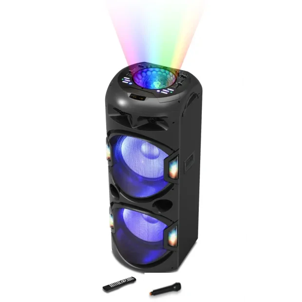 Boxa  portabila AKAI, compact 2.0, RMS 350W, Micro SD card, microfon wireless, Bluetooth, conector Bluetooth, USB, negru, &quot;DJ-Y5L&quot; (timbru verde 40.00 lei)