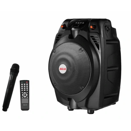 Boxa portabila AKAI, troller 1.0, RMS 30 W, microfon wireless, Bluetooth, cu fir, telecomanda wireless, conector Bluetooth, alimentare 220V, Jack 3.5mm, USB, negru, &quot;SS022A-X6&quot; (timbru verde 40.00 lei)