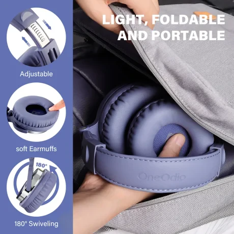 Casca OneOdio cu fir detasabil, tip over ear, utilizare profesionala, DJ, conectare prin Jack 3.5 mm | Jack 6.35 mm, difuzor 50 mm, impedanta 32 Ohm, albastru deschis, "Pro10-Light-Blue" (timbru verde 0.8lei)