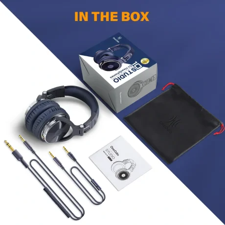 Casca OneOdio cu fir detasabil, tip over ear, utilizare profesionala, DJ, conectare prin Jack 3.5 mm | Jack 6.35 mm, difuzor 50 mm, impedanta 32 Ohm, albastru inchis, "Pro10-Dark-Blue" (timbru verde 0.8lei)