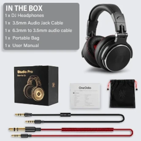 Casca OneOdio cu fir detasabil, tip over ear, utilizare profesionala, DJ, conectare prin Jack 3.5 mm | Jack 6.35 mm, difuzor 50 mm, impedanta 32 Ohm, negru, &quot;Pro50-Black&quot; (timbru verde 0.8lei)