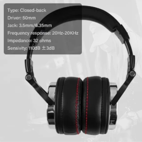 Casca OneOdio cu fir detasabil, tip over ear, utilizare profesionala, DJ, conectare prin Jack 3.5 mm | Jack 6.35 mm, difuzor 50 mm, impedanta 32 Ohm, negru, &quot;Pro50-Black&quot; (timbru verde 0.8lei)