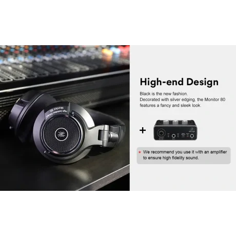 Casca OneOdio cu fir detasabil, tip over ear, utilizare profesionala, multimedia, conectare prin Jack 3.5 mm, difuzor 40 mm, impedanta 250 Ohm, negru, &quot;Monitor-80&quot; (timbru verde 0.8lei)