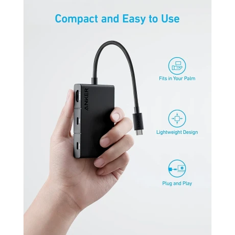 DOCKING Station Anker 5-in-1, porturi: HDMI (M) 4K 30Hz, 2 x USB 3.2 gen 1, USB Type-C, PD 100W, conectare prin USB Type-C (T), rata transfer 5 Gbps, ABS, negru, &quot;A8356G11&quot; (timbru verde 0.18 lei) - 0194644125639