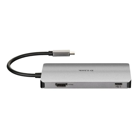 HUB extern D-LINK, porturi SD/microSD Dual Card Reader x 1, USB 3.0 x 2, HDMI x 1, USB Type C x 1, conectare prin USB Type C, cablu 15 cm, argintiu &quot;DUB-M610&quot; (timbru verde 0.8 lei)