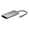 HUB extern D-LINK, porturi SD/microSD Dual Card Reader x 1, USB 3.0 x 2, HDMI x 1, USB Type C x 1, conectare prin USB Type C, cablu 15 cm, argintiu &quot;DUB-M610&quot; (timbru verde 0.8 lei)
