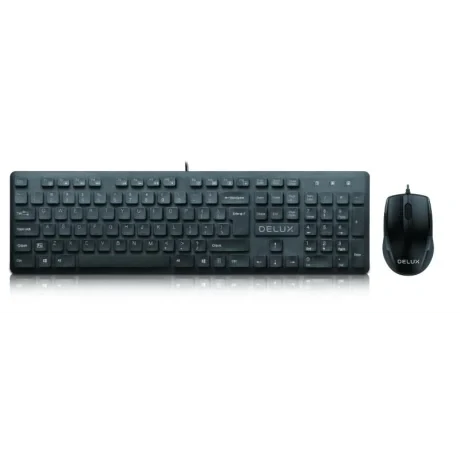 Kit TASTATURA si Mouse DELUX, "KA150U+M136BU", cu fir, 105 taste format standard, mouse , 3/1 butoane, negru, "KA150UKIT" (timbru verde 0.8 lei)