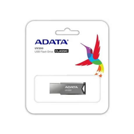 MEMORIE USB 2.0 ADATA 16 GB, clasica, carcasa aluminiu, argintiu, &quot;AUV250-16G-RBK&quot; (timbru verde 0.03 lei)