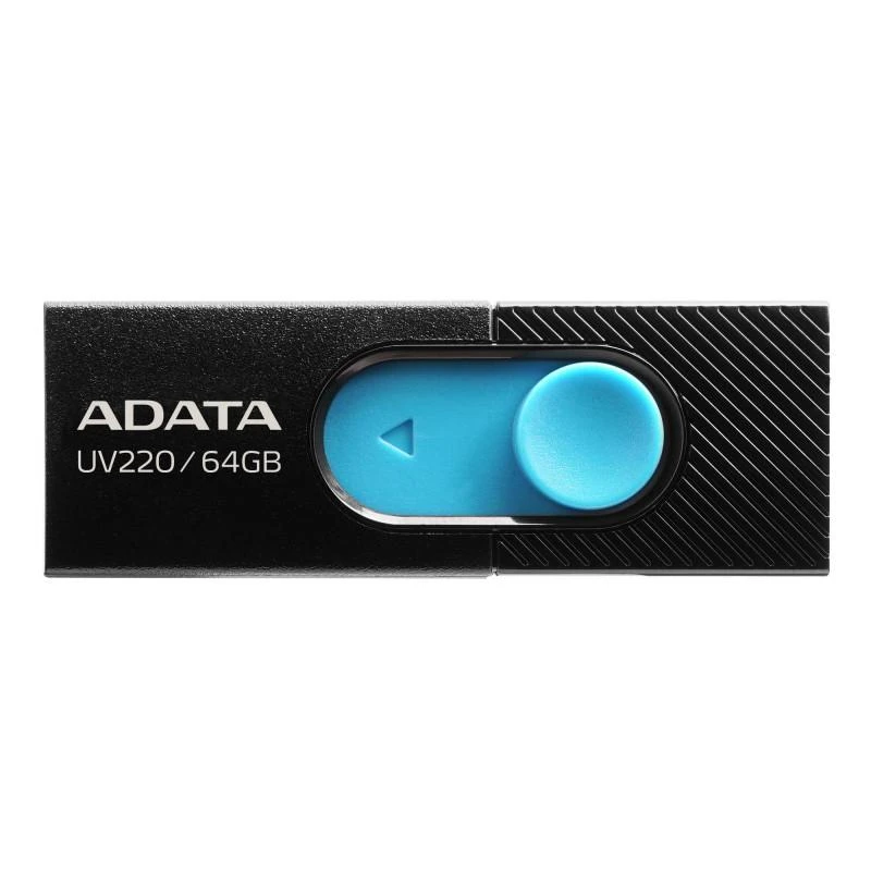 MEMORIE USB 2.0 ADATA 64 GB, retractabila, carcasa plastic, negru / albastru, "AUV220-64G-RBKBL" (timbru verde 0.03 lei) thumb