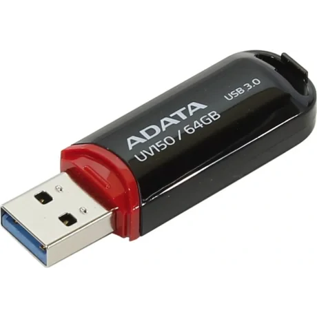 MEMORIE USB 3.2 ADATA 64 GB, cu capac, carcasa plastic, negru, &quot;AUV150-64G-RBK&quot; (timbru verde 0.03 lei)