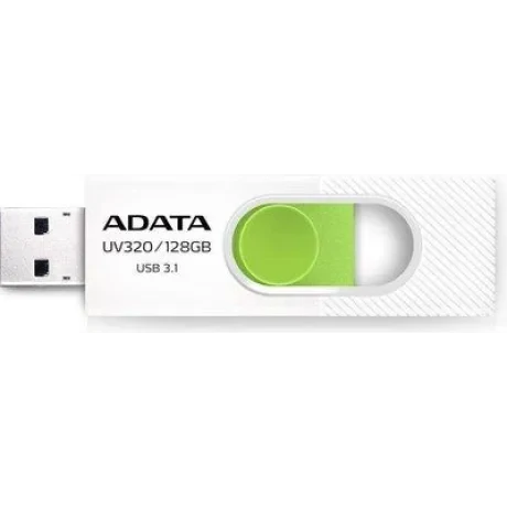 MEMORIE USB ADATA 128 GB, USB 3.1, retractabila, carcasa plastic, alb/ verde, &quot;AUV320-128G-RWHGN&quot; (timbru verde 0.03 lei)
