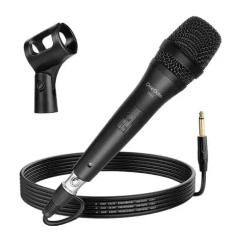 Microfon OneOdio, cu fir, conectare prin Jack 6.35 mm, sensibilitate -53±2dB, impedanta 450 Ohm, metal, negru, &quot;ON55&quot; (timbru verde 0.18lei)