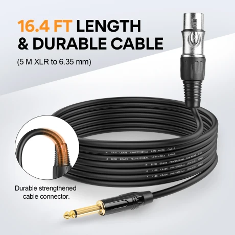 Microfon OneOdio, cu fir, conectare prin Jack 6.35 mm, sensibilitate -53±2dB, impedanta 450 Ohm, metal, negru, &quot;ON55&quot; (timbru verde 0.18lei)