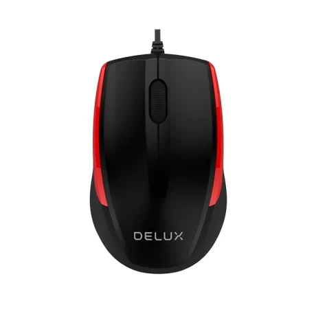 MOUSE DELUX, PC sau NB, cu fir, USB, optic, 1000 dpi, butoane/scroll 3/1, , negru-rosu, &quot;M321BU-BR&quot; (timbru verde 0.18 lei)