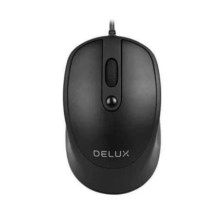 MOUSE DELUX, PC sau NB, cu fir, USB, optic, 3200 dpi, butoane/scroll 4/1, , negru, &quot;M366BU-BK&quot; (timbru verde 0.18 lei)