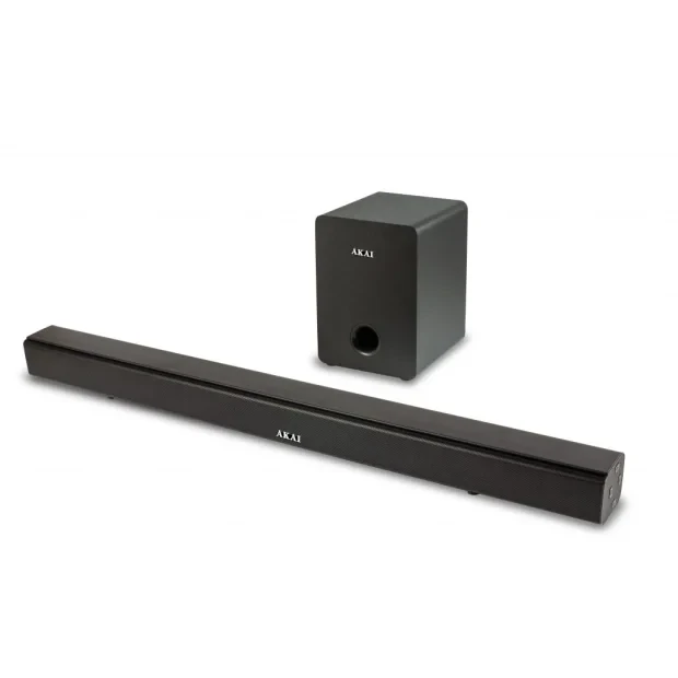 SOUNDBAR AKAI, soundbar 2.1, RMS 70W,  Bluetooth 5.0, cu fir, telecomanda wireless, conector Bluetooth, alimentare 220V, Jack 3.5mm, HDMI, optic, USB, negru, &quot;ASB-6WSW&quot; (timbru verde 2 lei)