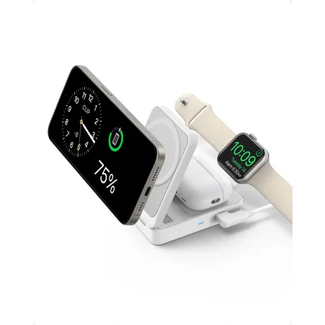 STATIE incarcare wireless Anker &quot;MagGo&quot; 15W, 3-in-1, 3 x wireless, alb, &quot;B25M1321&quot;