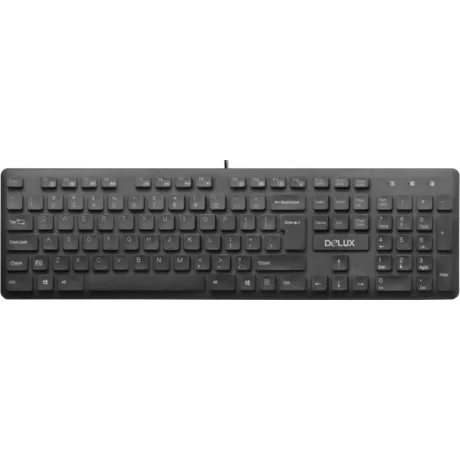 TASTATURA DELUX, cu fir, 105 taste, format standard, switch , USB, negru, &quot;KA150U&quot; (timbru verde 0.8 lei)