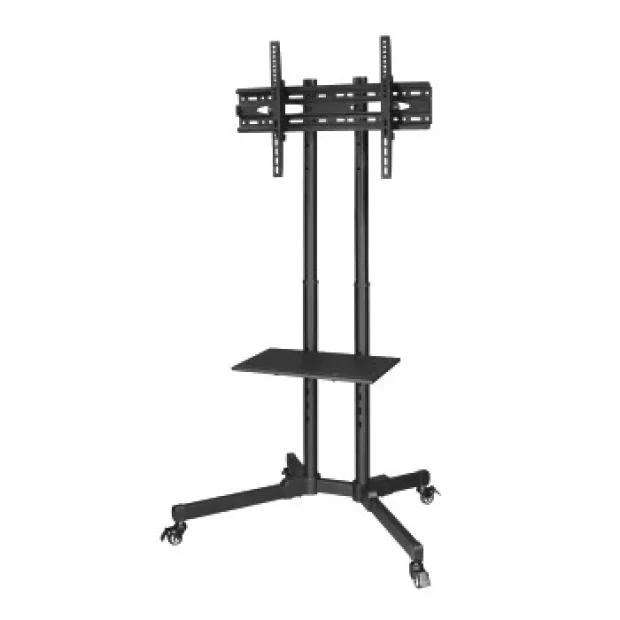&quot;Trolley&quot; TV Stand with Castors, up to 75&quot;, Height-adjustable, black