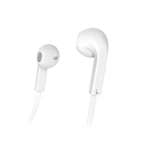 &quot;Advance&quot; Headphones, Earbuds, Microphone, Flat Ribbon Cable, white
