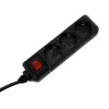 Power Strip, 3-Way, Switch, 1.4 m, black