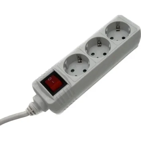 Power Strip, 3-Way, Switch, 5 m, white
