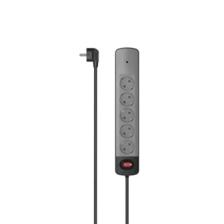 Power Strip, 5-Way, Surge Voltage Protection, Switch, Wall Mounting, 1.5 m