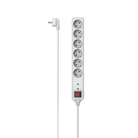 Power Strip, 6-Way, Overvoltage Protection, Switch, 1.4 m, white