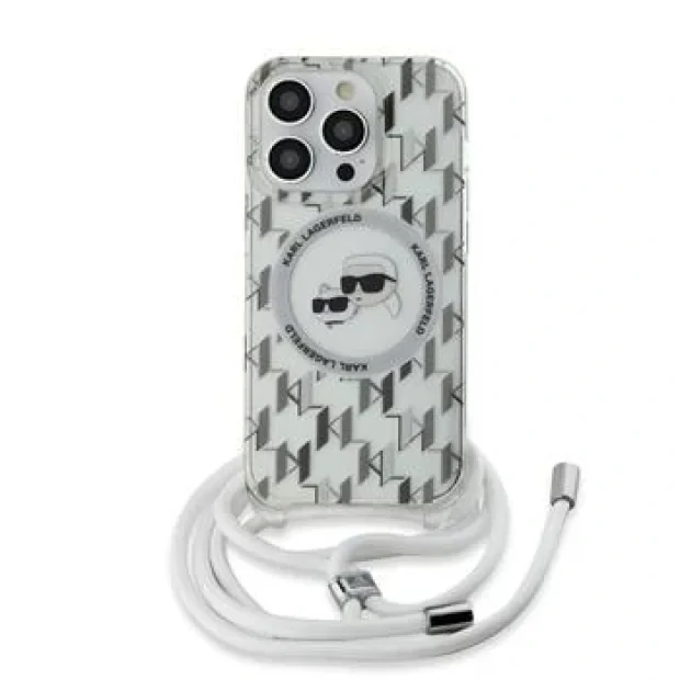 Husa Karl Lagerfeld IML Monogram Crossbody K&amp;CH Heads MagSafe pentru iPhone 13 Pro Max Transparent