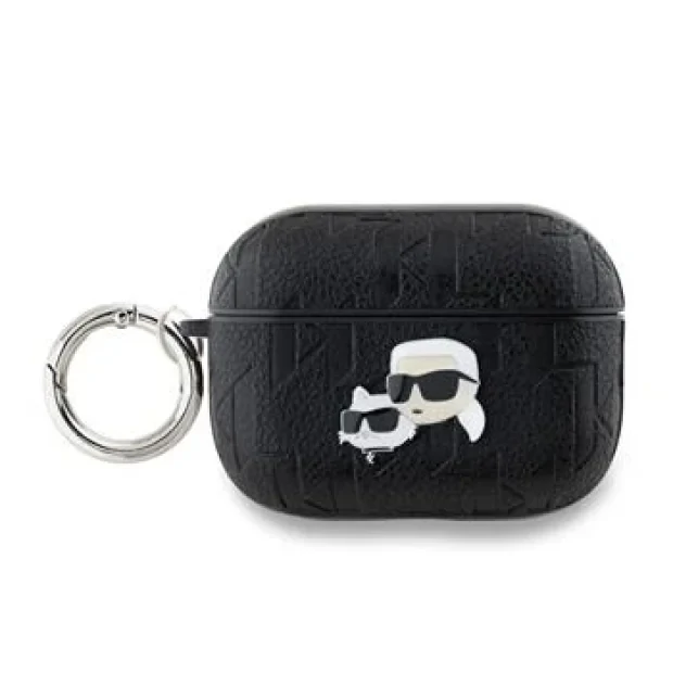 Husa Karl Lagerfeld PU Embossed Karl and Choupette Heads pentru AirPods Pro 2, Negru