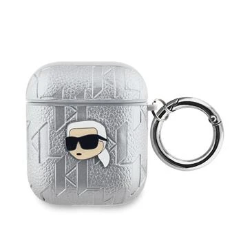 Husa Karl Lagerfeld PU Embossed Karl Head pentru AirPods 1/2 Silver thumb