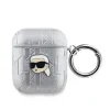 Husa Karl Lagerfeld PU Embossed Karl Head pentru AirPods 1/2 Silver