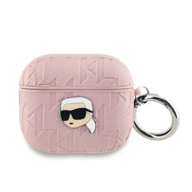 Husa Karl Lagerfeld PU Embossed Karl Head pentru AirPods 3 Pink