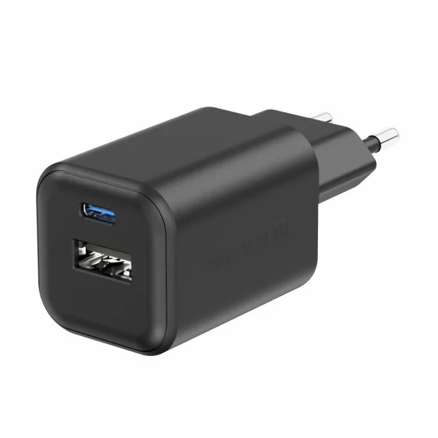 Incarcator Retea Swissten Gan 1x USB-C 45W PD+1XUSB-A 18W Negru