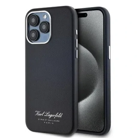 Husa Karl Lagerfeld Grained PU Hotel RSG pentru iPhone 15 Pro Max Negru