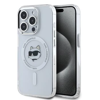 Karl Lagerfeld IML Choupette Head Metal Frame MagSafe pentru iPhone 15 Pro Max Transparent thumb