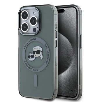 Husa Karl Lagerfeld IML K&CH Heads Metal Frame MagSafe pentru iPhone 15 Pro Negru thumb