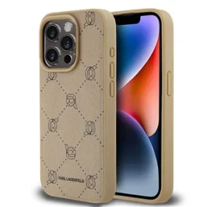 Husa Karl Lagerfeld PU Karl Heads Pattern Magsafe pentru iPhone 15 Pro Max Beige