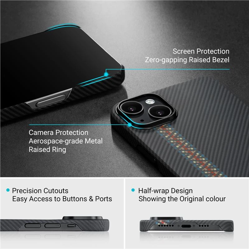 Husa Spate Pitaka Fusion Weaving MagEZ pentru iPhone 14 Plus Negru thumb