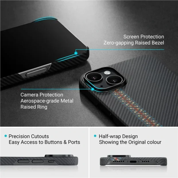 Husa Spate Pitaka Fusion Weaving MagEZ pentru iPhone 14 Plus Negru
