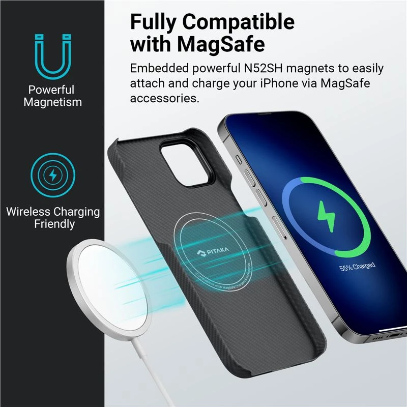 Husa Spate Pitaka Fusion Weaving MagEZ pentru iPhone 14 Plus Negru thumb