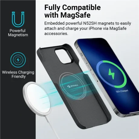 Husa Spate Pitaka Fusion Weaving MagEZ pentru iPhone 14 Plus Negru