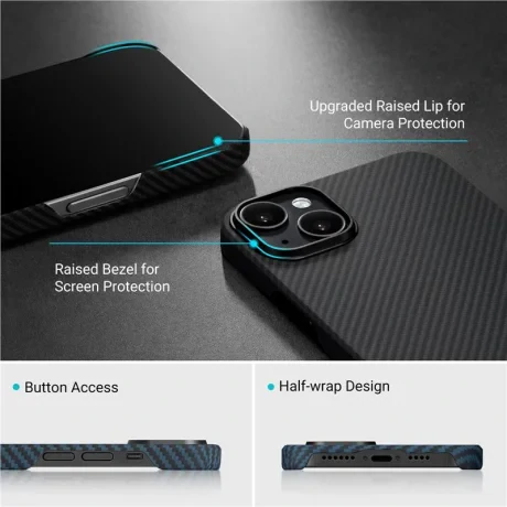 Husa Spate Pitaka MagEZ 3 600D pentru iPhone 14 Plus Gri/Negru