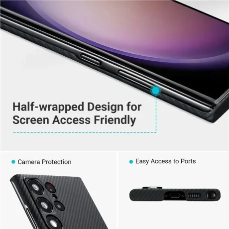 Husa spate Pitaka MagEZ 3 case pentru Samsung Galaxy S23 Ultra, Negru-Gri
