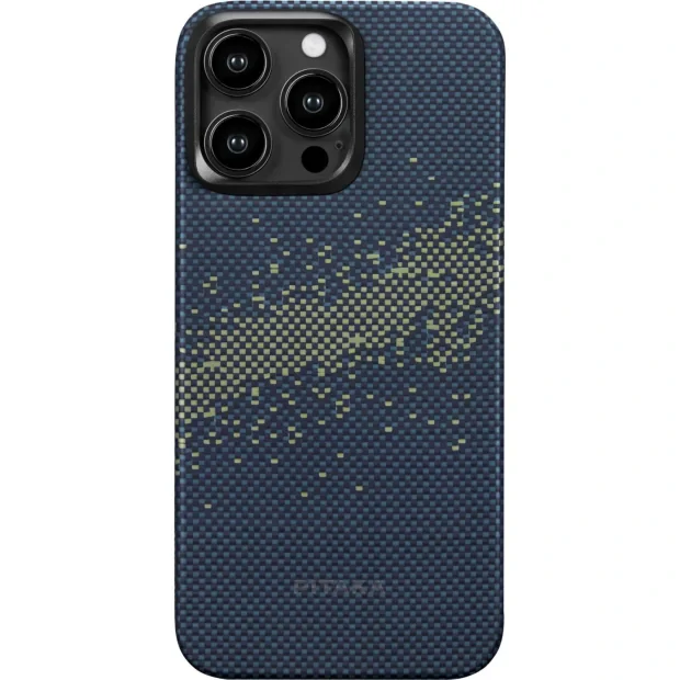 Husa Spate Pitaka Hard MagEZ 4 Aramida StarPeak Milky Way 1500D pentru iPhone 15 Pro Max  Albastru