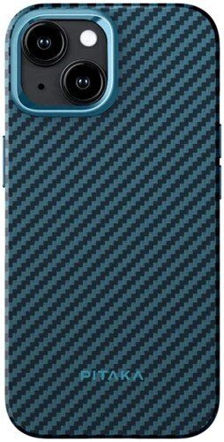 Husa Spate Pitaka Hard MagEZ 4 Aramida Twill1500D pentru iPhone 15 KI1508 Negru/Albastru thumb