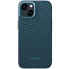Husa Spate Pitaka Hard MagEZ 4 Aramida Twill1500D pentru iPhone 15 KI1508 Negru/Albastru