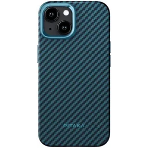 Husa Spate Pitaka Hard MagEZ 4 Aramida Twill1500D pentru iPhone 15 KI1508 Negru/Albastru